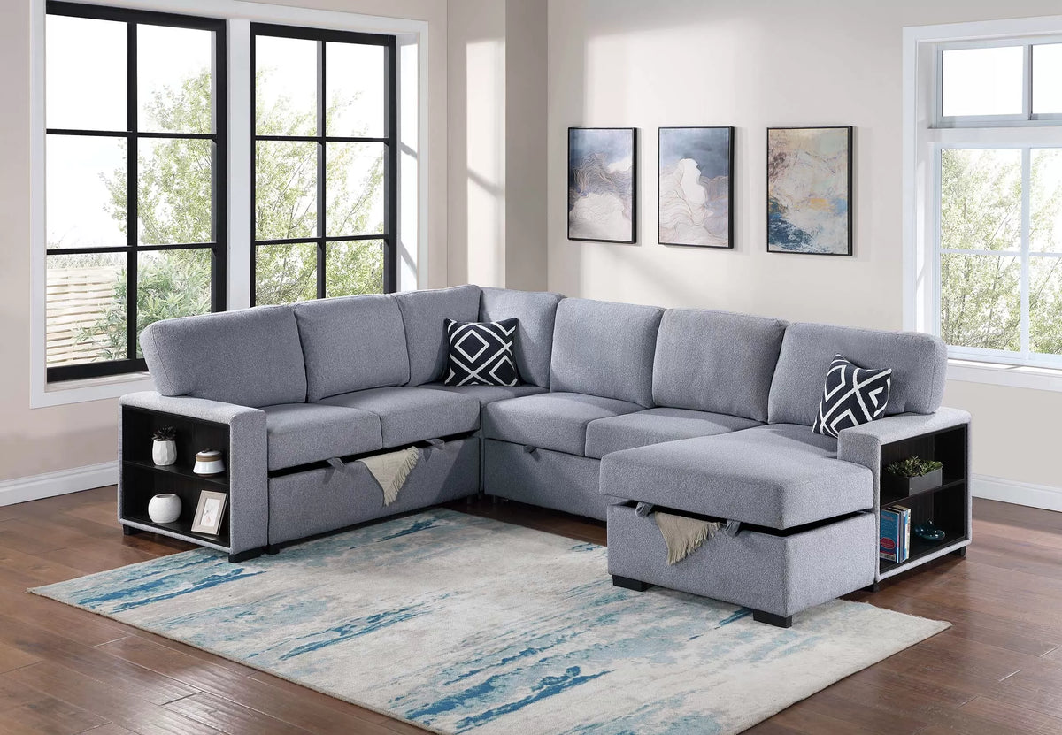 4-Piece Convertible Sectional – Gray (F8561)
