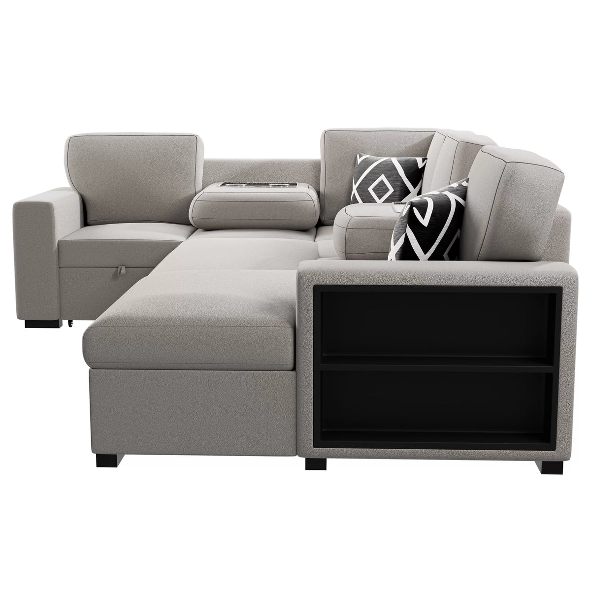 4-Piece Convertible Sectional – Beige (F8562)