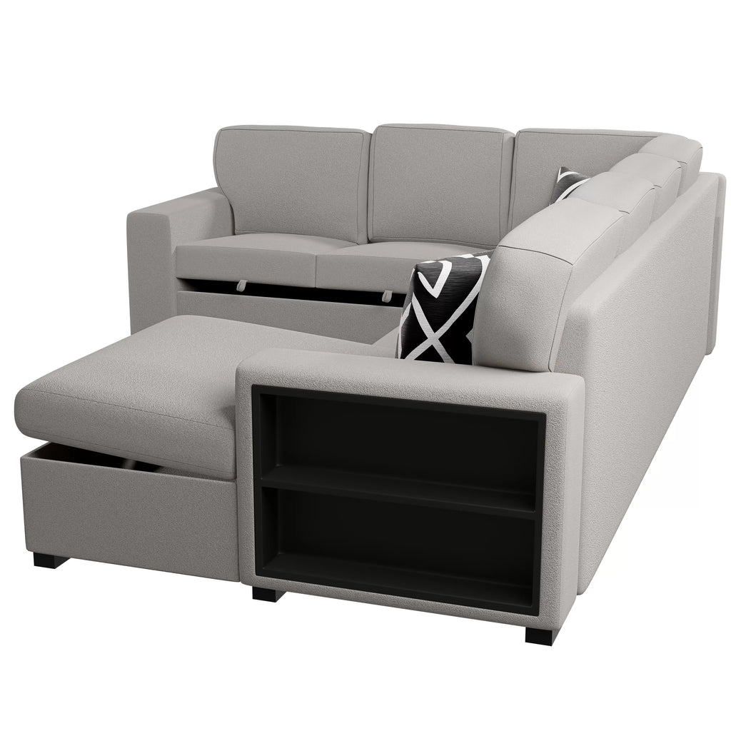 4-Piece Convertible Sectional – Beige (F8562)