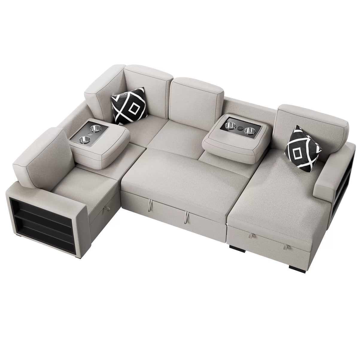 4-Piece Convertible Sectional – Beige (F8562)