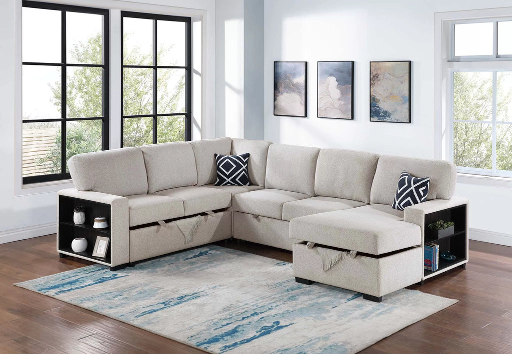 4-Piece Convertible Sectional – Beige (F8562)