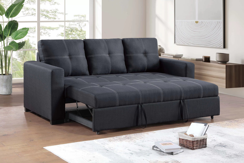 Convertible Sofa – Sleeper Sofa with Pull-Out Bed – Black (F8563)