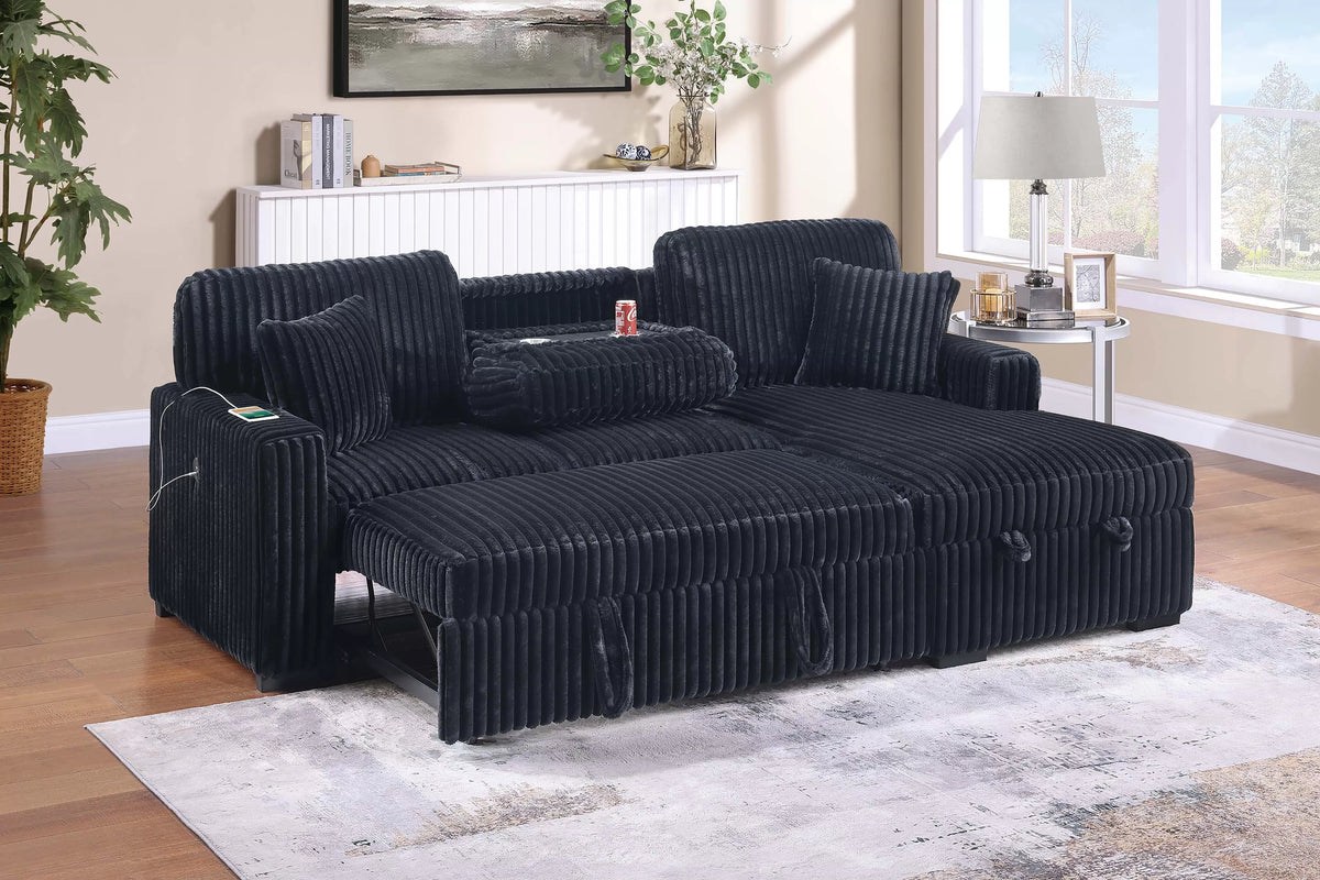 Convertible Sectional – Black (F8574)