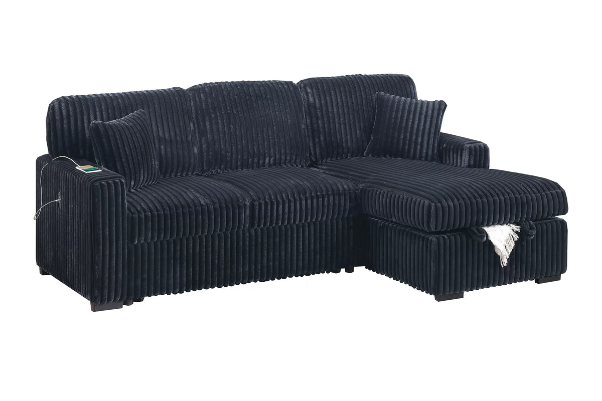 Convertible Sectional – Black (F8574)