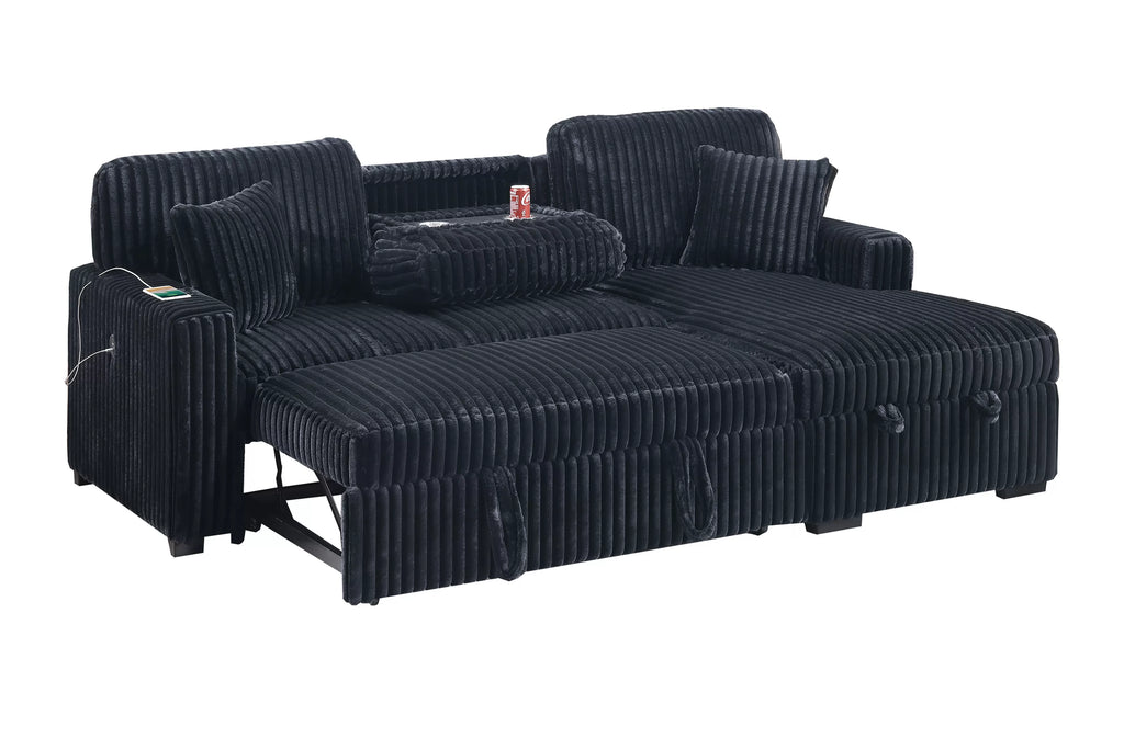 Convertible Sectional – Black (F8574)