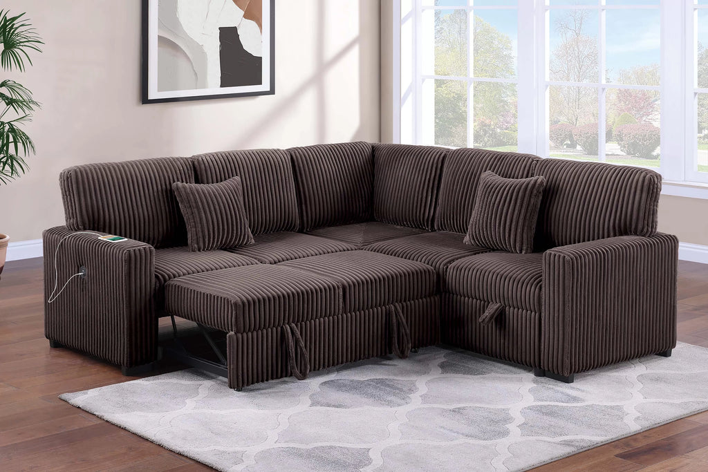 3-Piece Convertible Sectional – Chocolate (F8576)