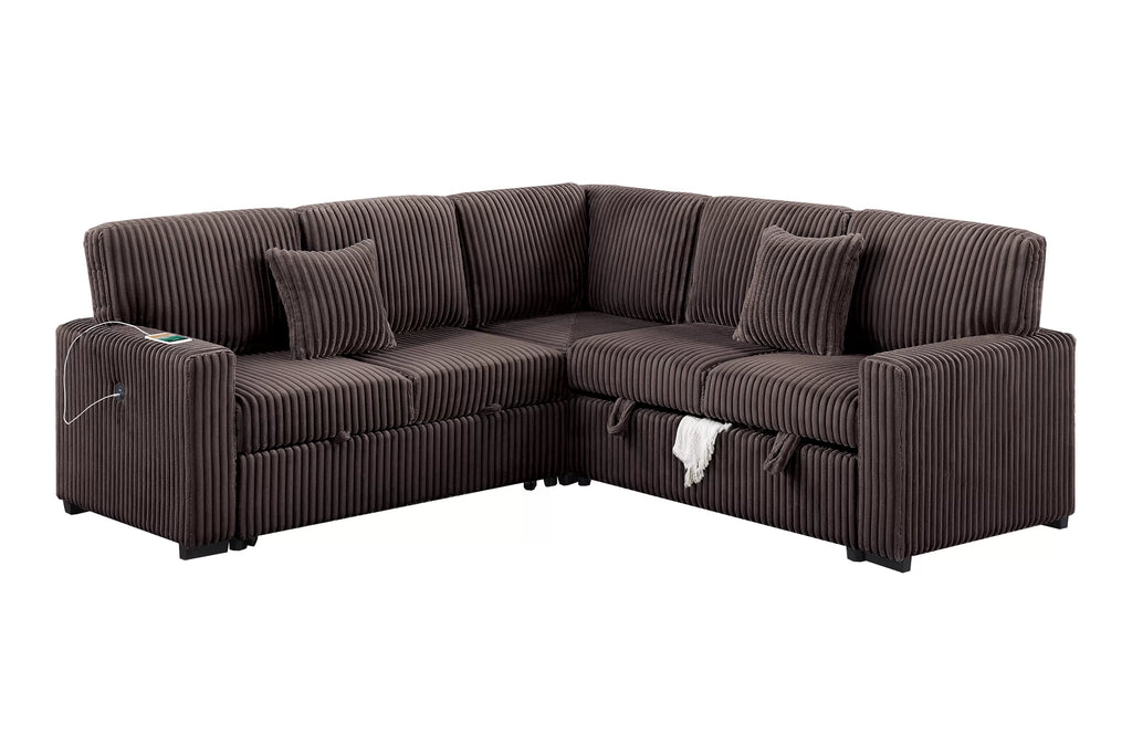3-Piece Convertible Sectional – Chocolate (F8576)