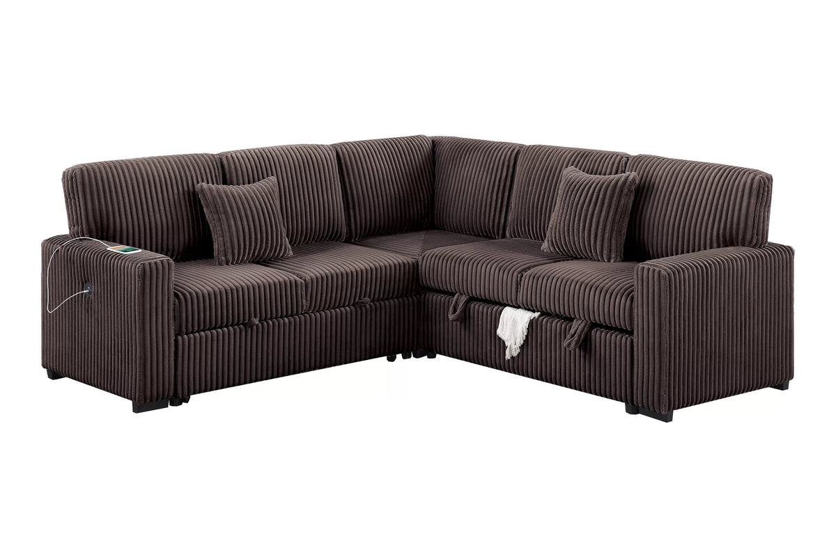 3-Piece Convertible Sectional – Chocolate (F8576)