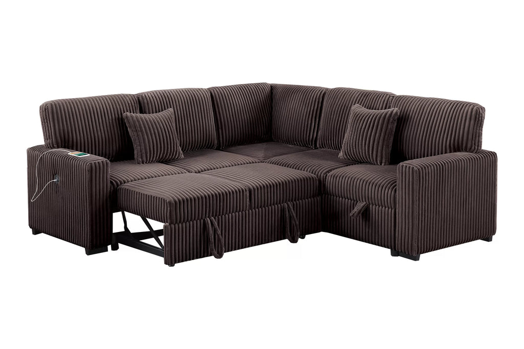 3-Piece Convertible Sectional – Chocolate (F8576)