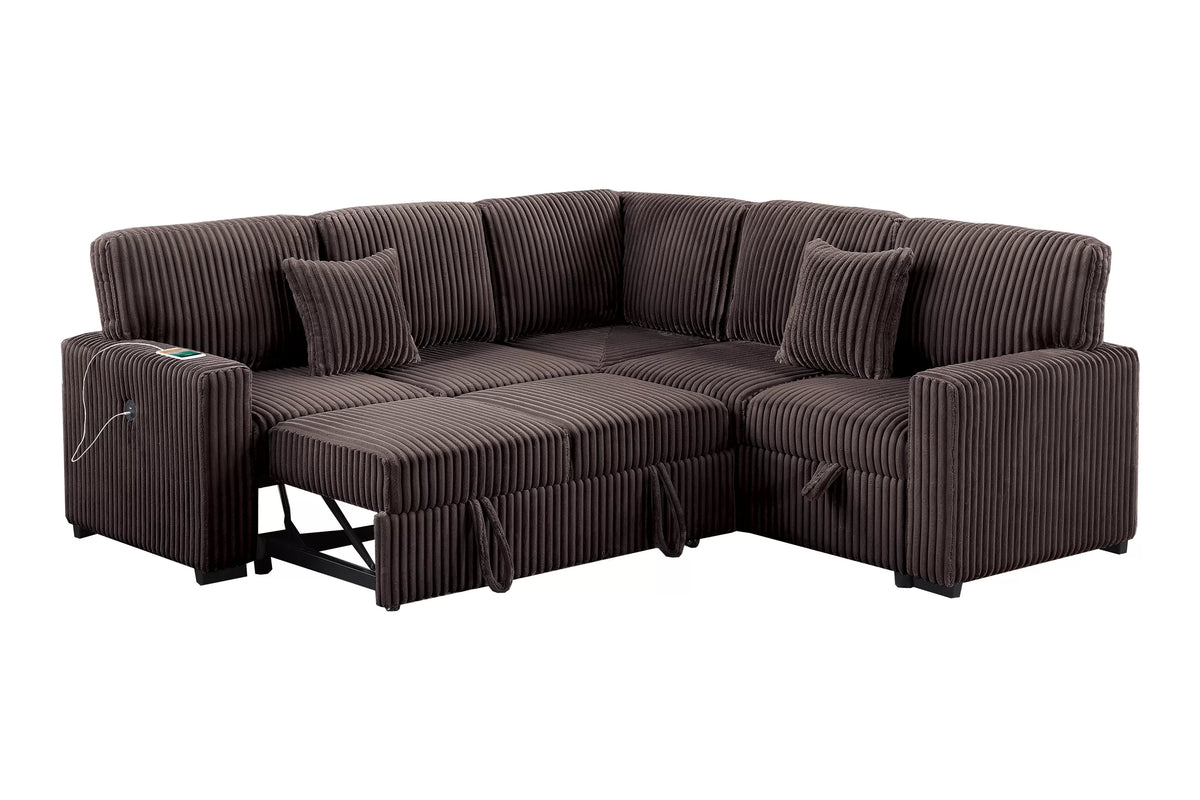 3-Piece Convertible Sectional – Chocolate (F8576)