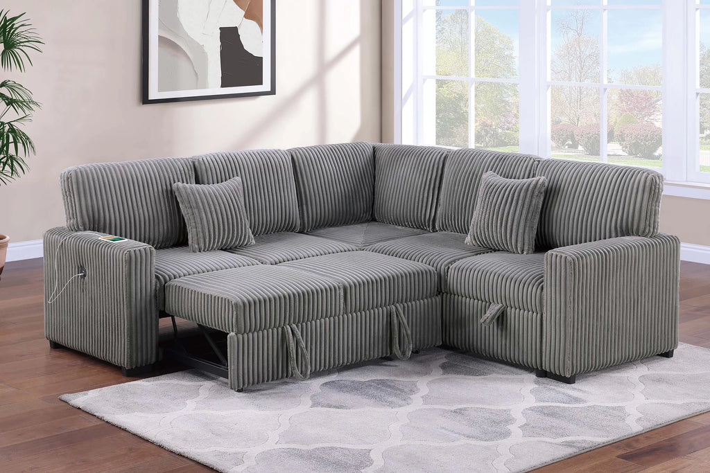 3-Piece Convertible Sectional – Smoke (F8577)