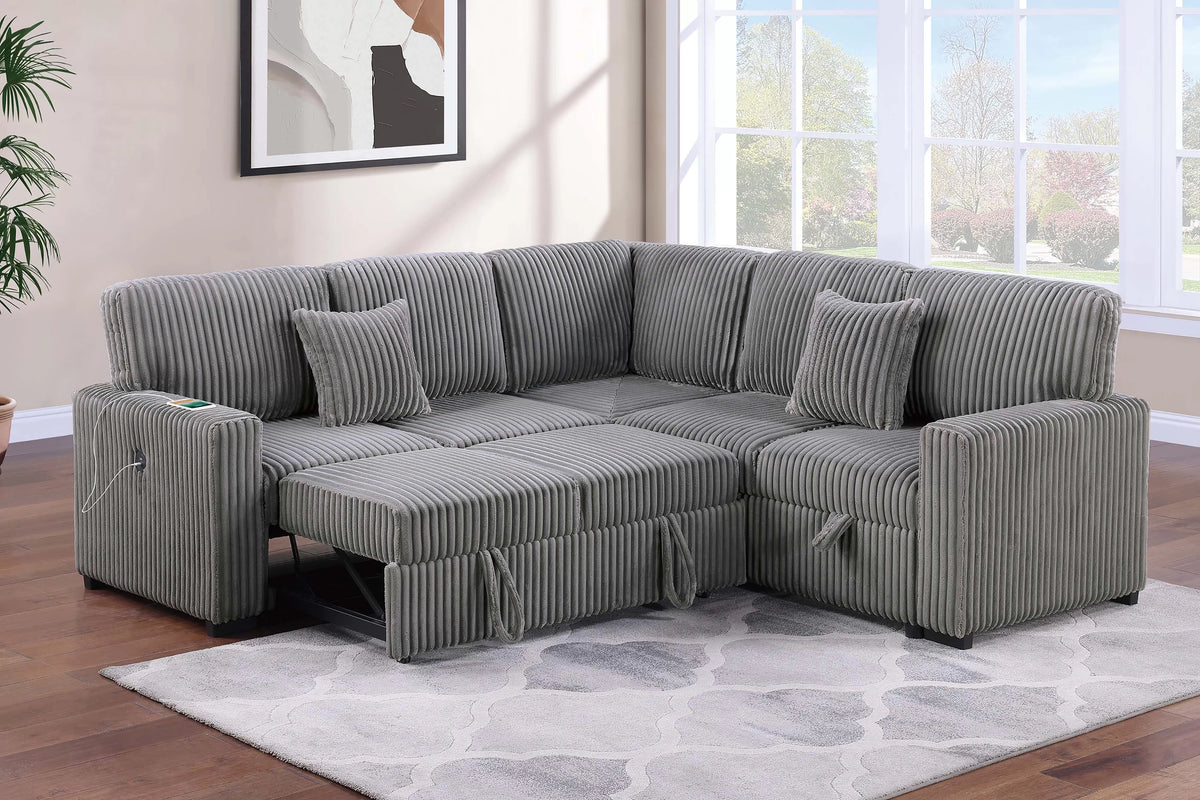 3-Piece Convertible Sectional – Smoke (F8577)