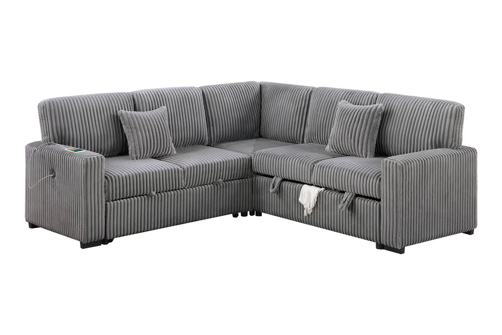 3-Piece Convertible Sectional – Smoke (F8577)