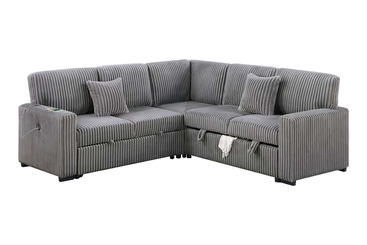 3-Piece Convertible Sectional – Smoke (F8577)