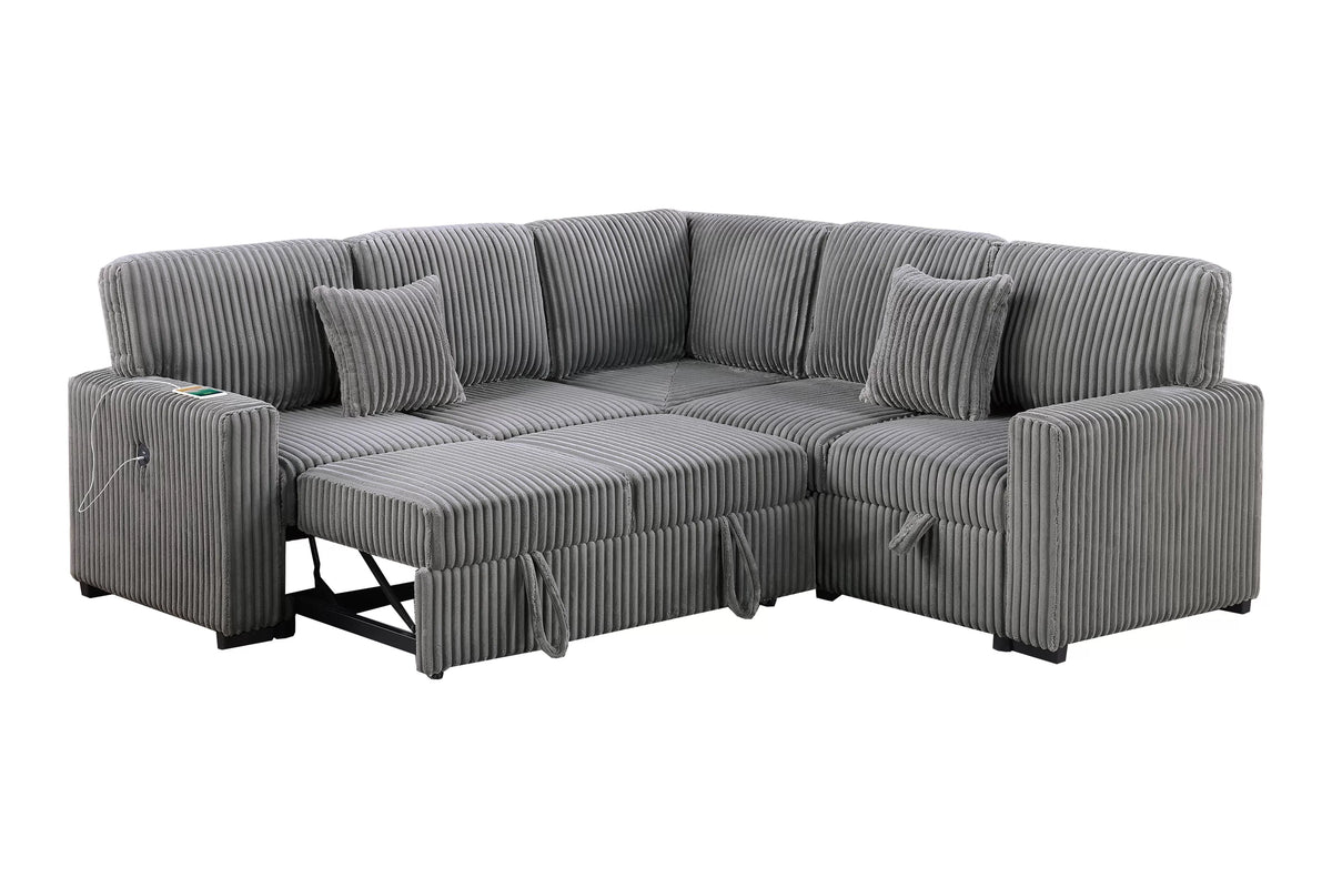 3-Piece Convertible Sectional – Smoke (F8577)