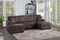 3-Piece Convertible Sectional – Sleeper Sofa & 2 Chaise Storage – Chocolate (F8579)