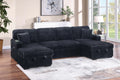 3-Piece Convertible Sectional – Sleeper Sofa & 2 Chaise Storage – Black (F8582)