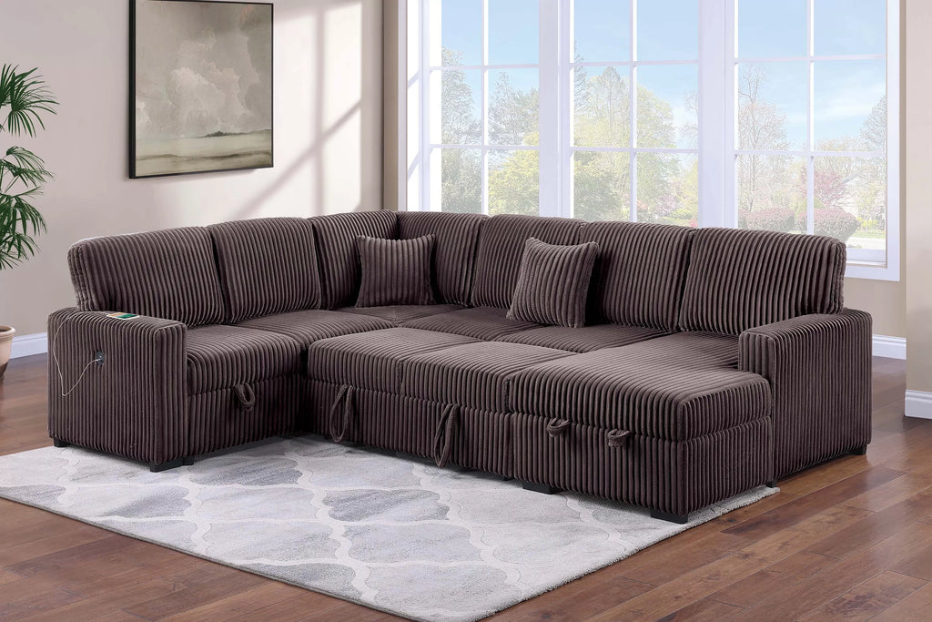4-Piece Convertible Sectional – Chocolate (F8584)