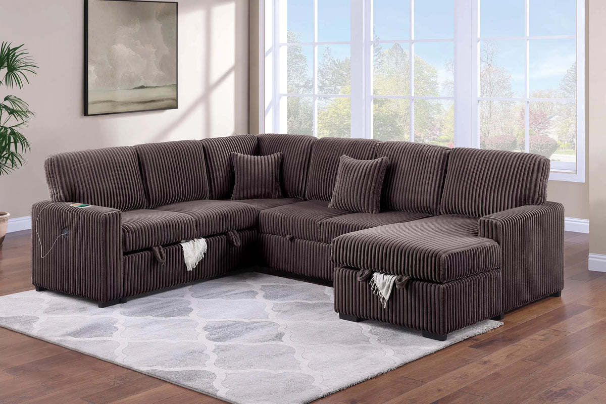 4-Piece Convertible Sectional – Chocolate (F8584)