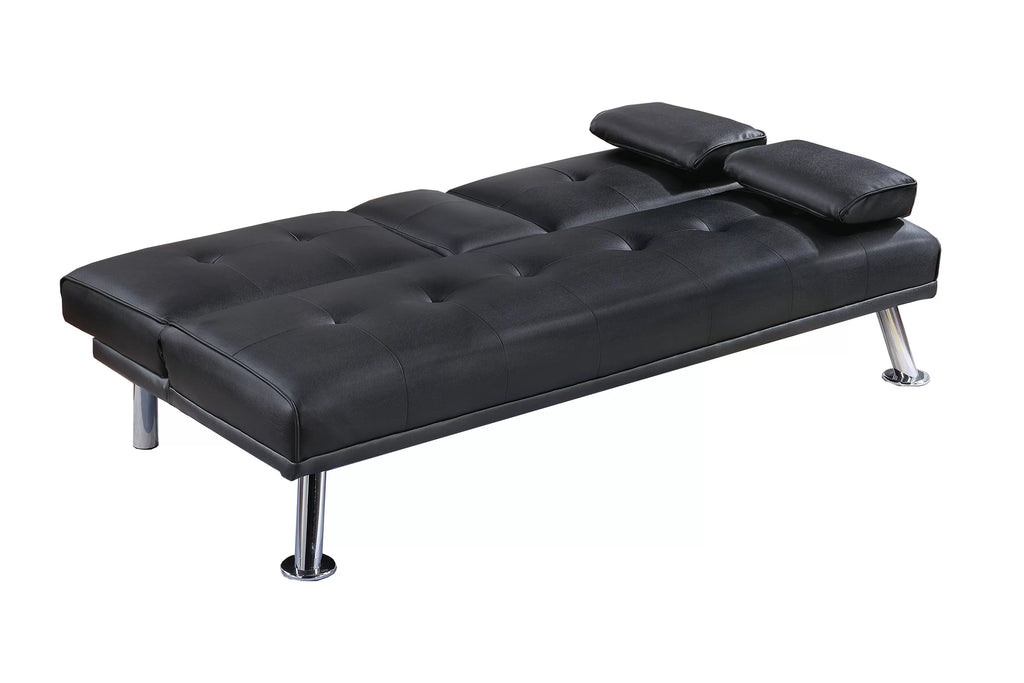 Adjustable Sofa – Fold-Down Table W/ Cup Holders – Black (F8589)