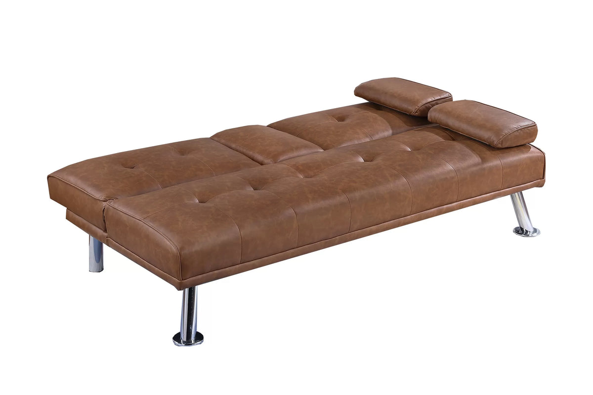 Adjustable Sofa – Fold-Down Table W/ Cup Holders – Brown (F8590)