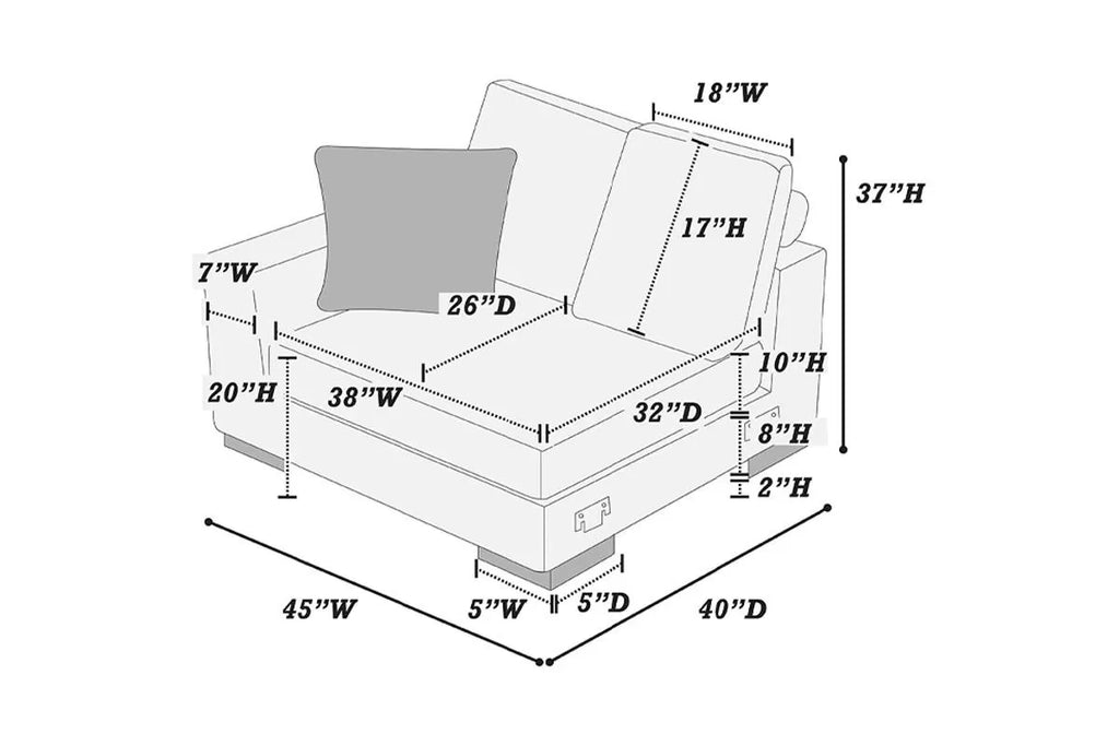 Left Arm Facing Chair – Dark Gray (F8591)
