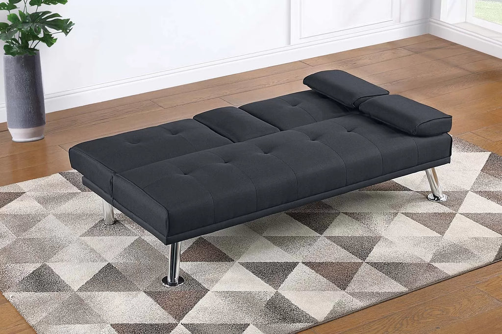 Adjustable Sofa – Fold-Down Table W/ Cup Holders – Black (F8595)