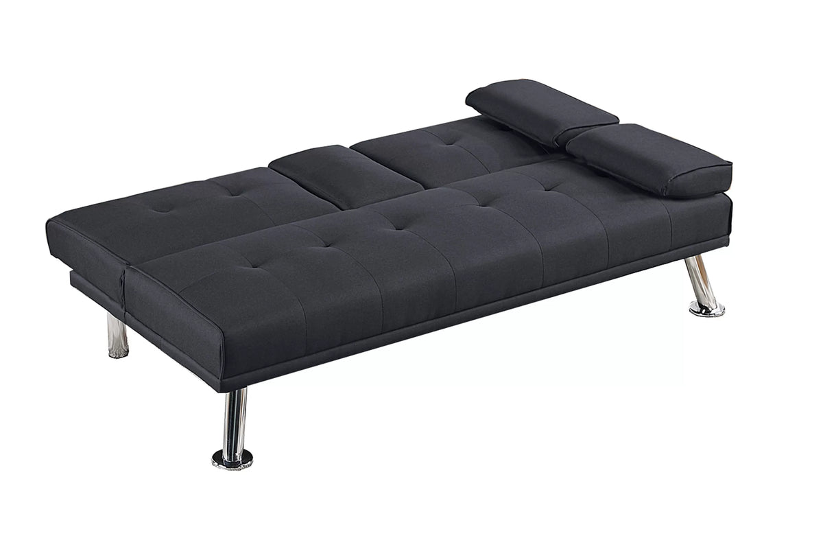 Adjustable Sofa – Fold-Down Table W/ Cup Holders – Black (F8595)