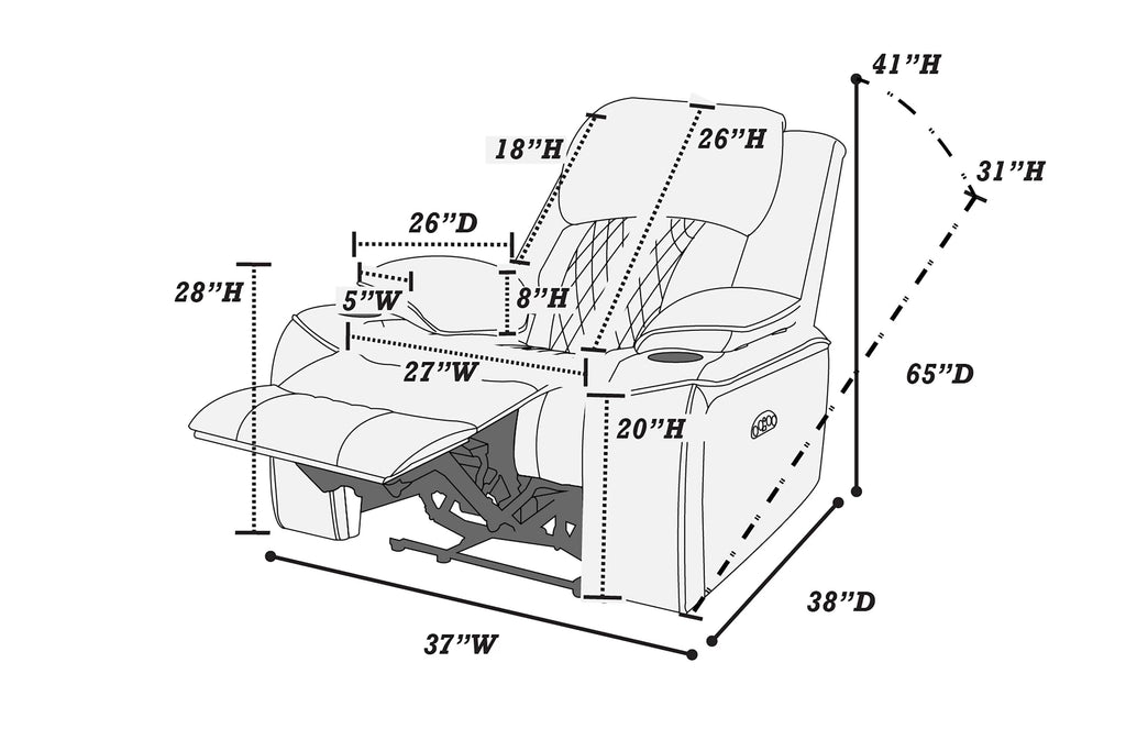 Power Recliner Single – Charcoal (F86404)
