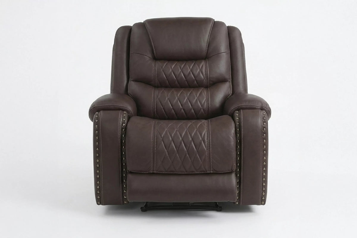 Power Recliner Single – Power Motion + Adjustable Headrest + USB Port – Chocolate (F86531)