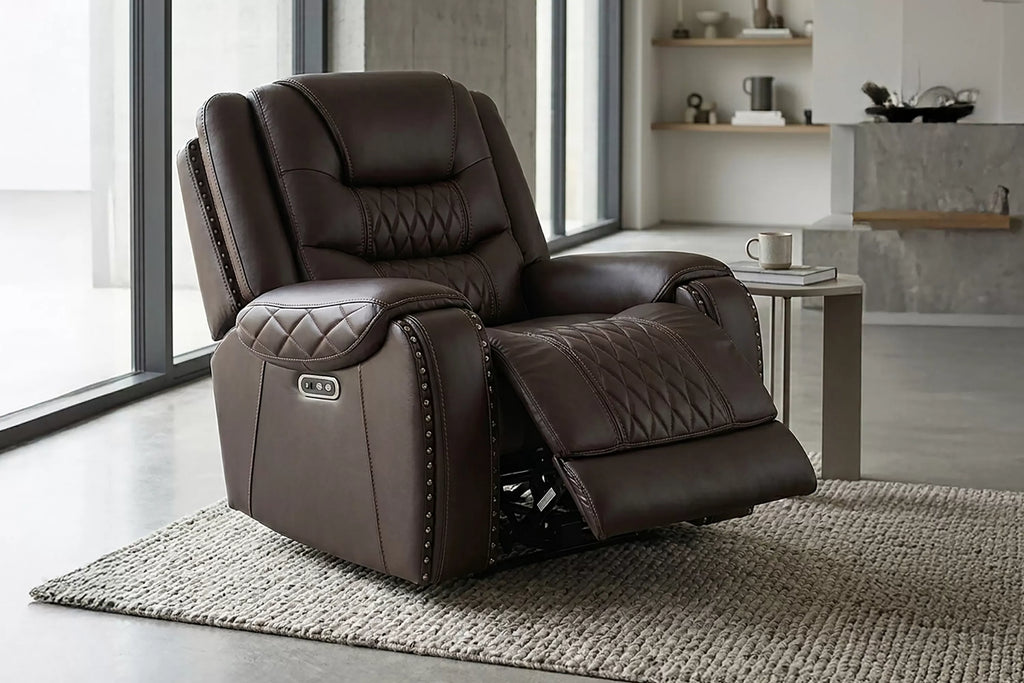 Power Recliner Single – Power Motion + Adjustable Headrest + USB Port – Chocolate (F86531)