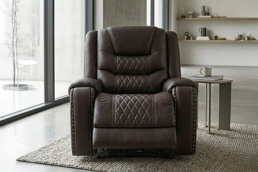 Power Recliner Single – Power Motion + Adjustable Headrest + USB Port – Chocolate (F86531)