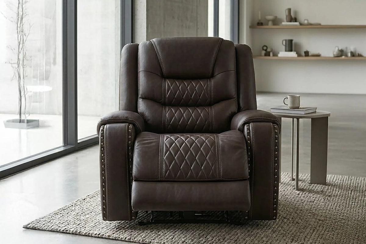 Power Recliner Single – Power Motion + Adjustable Headrest + USB Port – Chocolate (F86531)