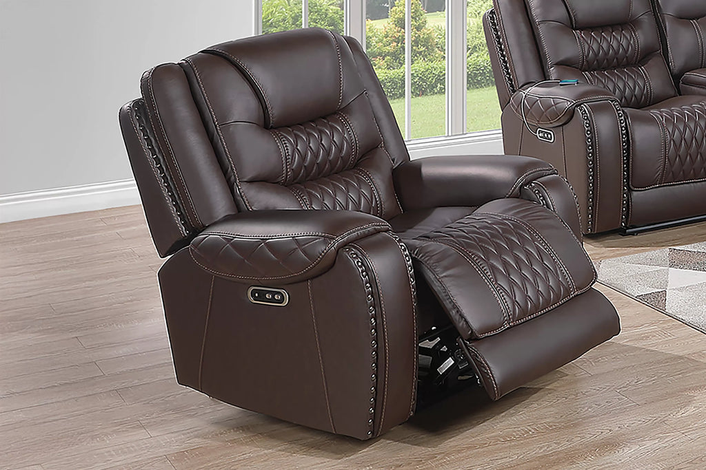 Power Recliner Single – Power Motion + Adjustable Headrest + USB Port – Chocolate (F86531)