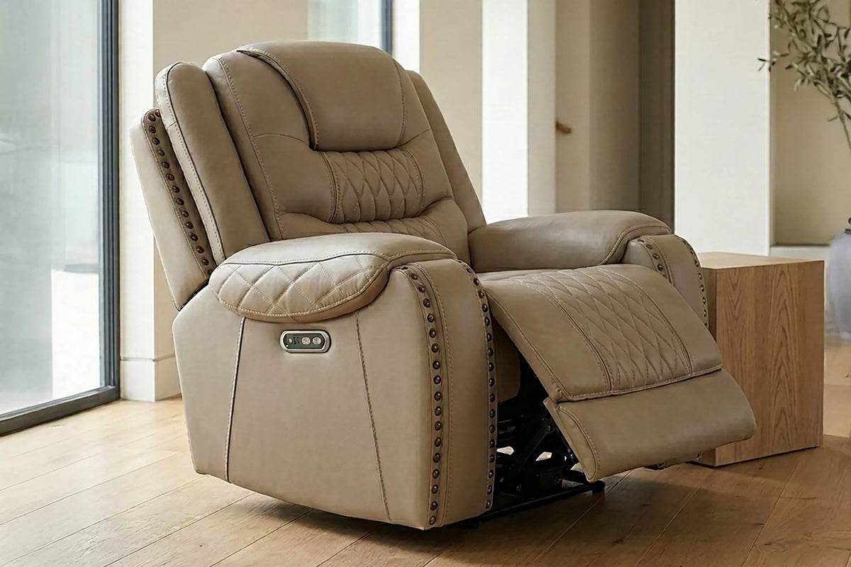 Power Recliner Single – Power Motion + Adjustable Headrest + USB Port – Toffee (F86534)