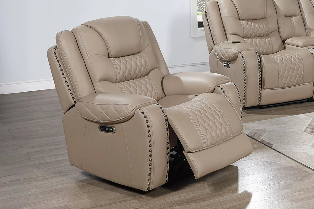Power Recliner Single – Power Motion + Adjustable Headrest + USB Port – Toffee (F86534)