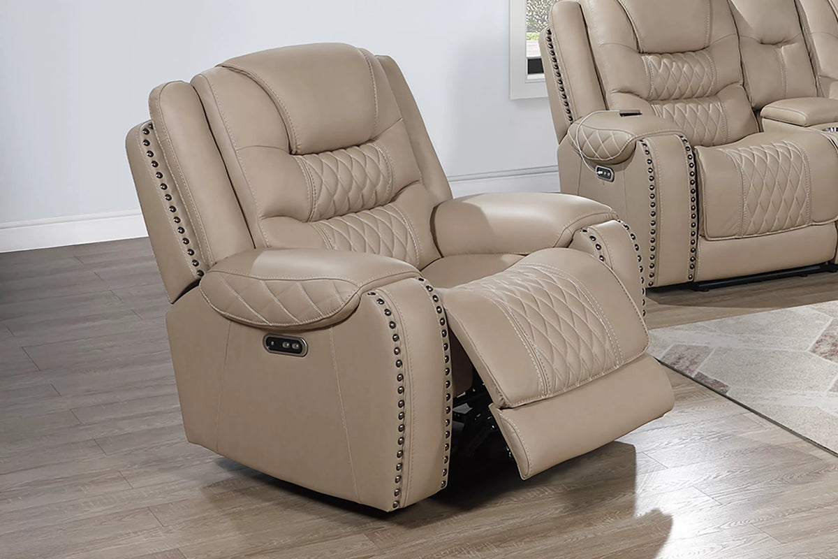 Power Recliner Single – Power Motion + Adjustable Headrest + USB Port – Toffee (F86534)