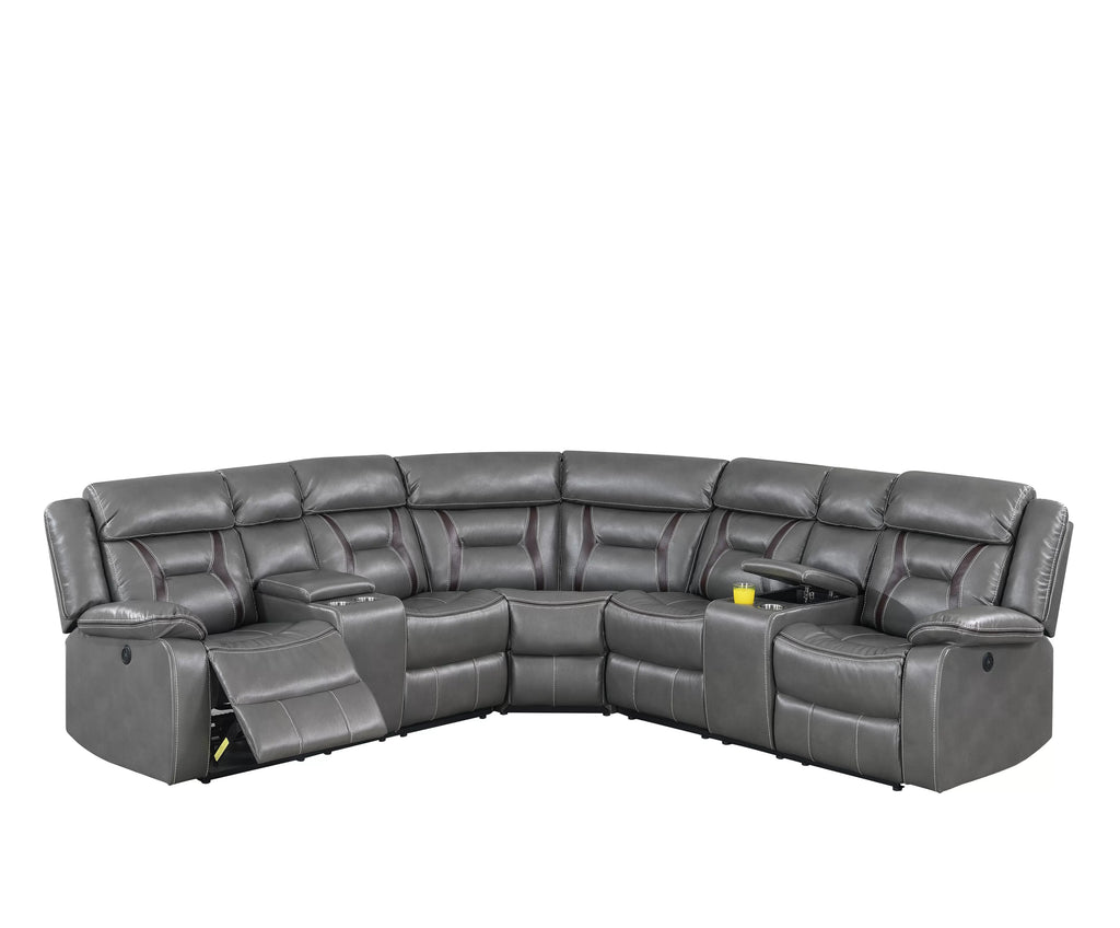 Power Reclining Sectional – Power Motion + 2 x Console + Cup Holder (F86611)