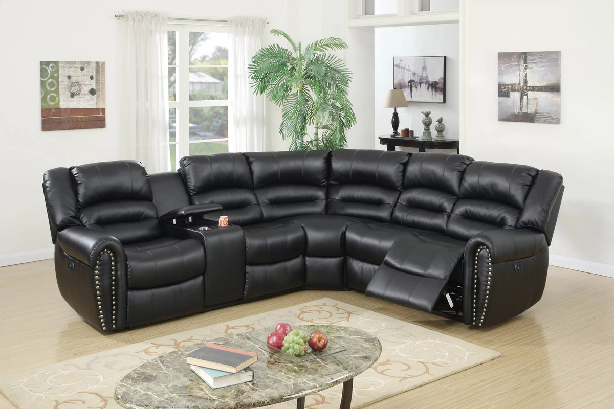 Power Reclining Sectional – Power Motion + Built in USB Port + Console + Cup Holder (F86612)