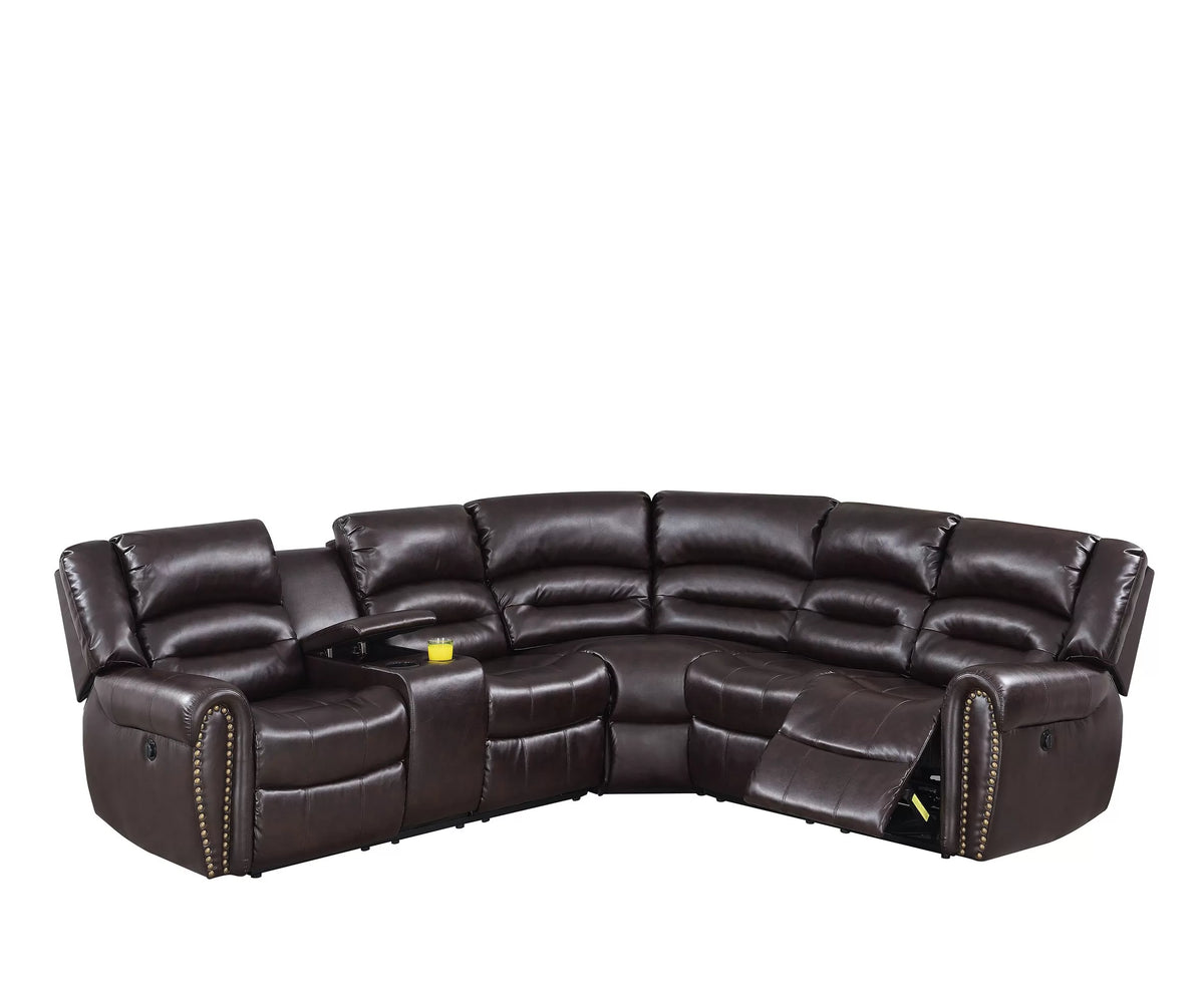 Power Reclining Sectional – Power Motion + Built in USB Port + Console + Cup Holder (F86613)