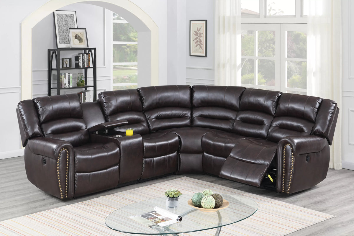 Power Reclining Sectional – Power Motion + Built in USB Port + Console + Cup Holder (F86613)