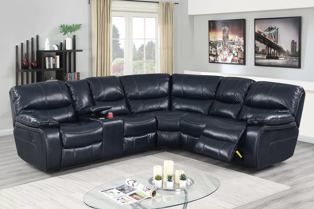 Power Reclining Sectional – Power Motion + Built in USB Port + Console + Cup Holder (F86614)