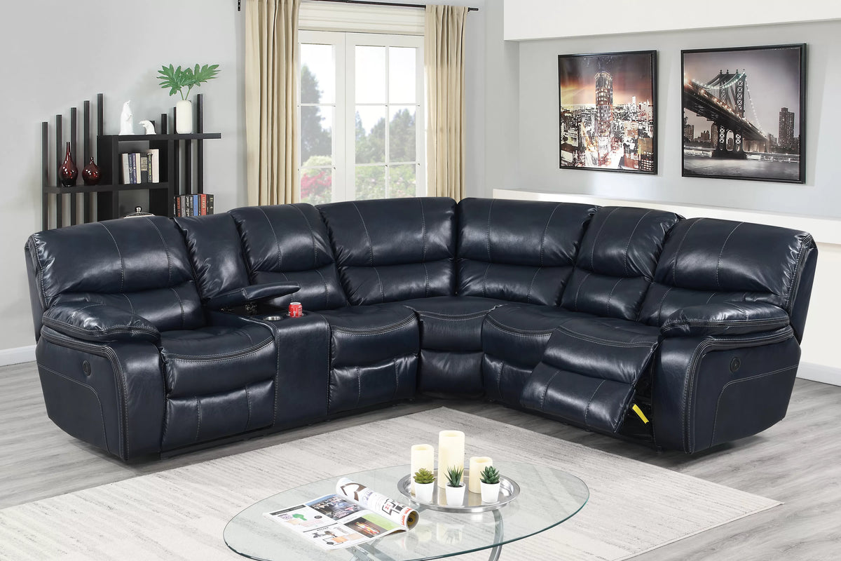 Power Reclining Sectional – Power Motion + Built in USB Port + Console + Cup Holder (F86614)