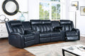 Power Reclining Sectional – Power Motion + Built in USB Port + 2 x Console + Cup Holder – Navy Blue (F86628)