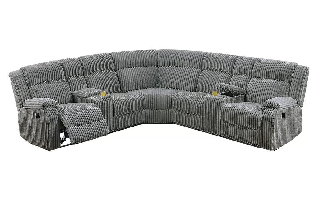 Power Motion Sectional – Power Motion + 2 x Console + Cup Holders – Smoke (F86634)