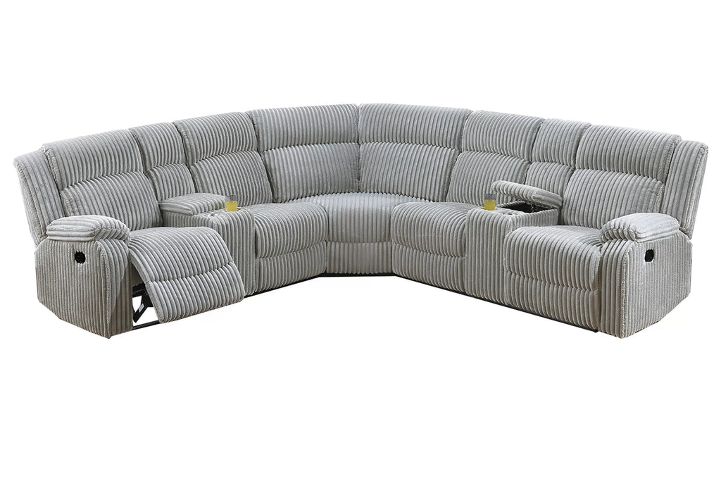 Power Motion Sectional – Power Motion + 2 x Console + Cup Holders – Ash (F86635)