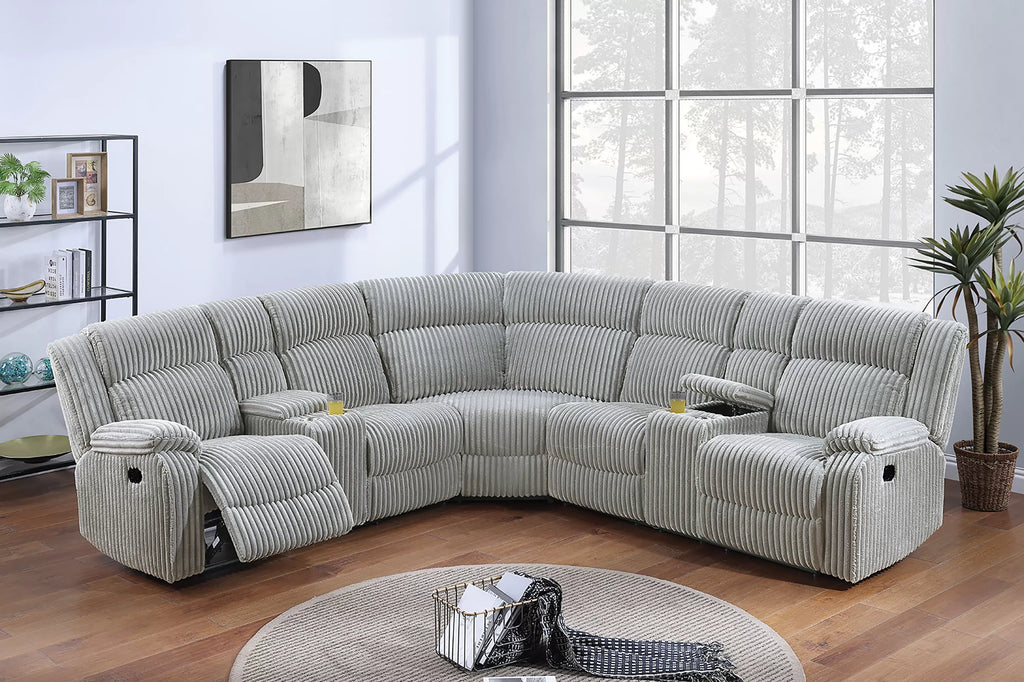 Power Motion Sectional – Power Motion + 2 x Console + Cup Holders – Ash (F86635)
