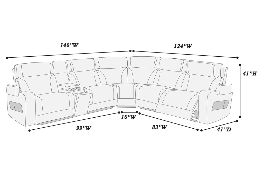 Power Motion Sectional – Black (F86757)