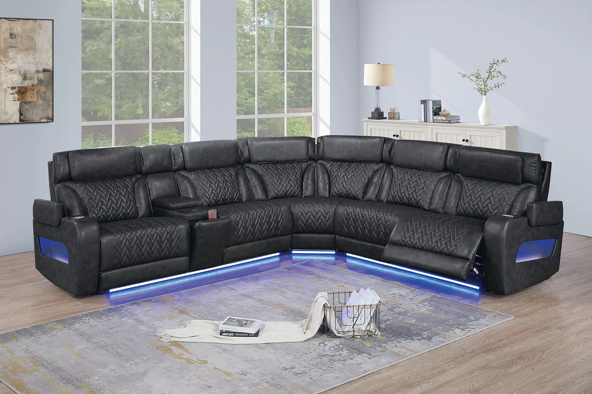 Power Motion Sectional – Black (F86757)