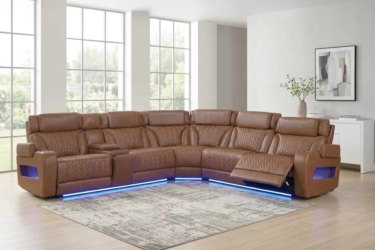 Power Motion Sectional – Caramel (F86758)